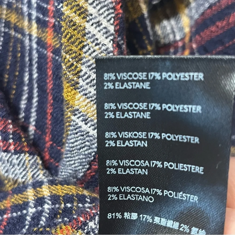 WE THE FREE PEOPLE Blue Plaid Flannel Shirt RIVETED Womens S Button Up Oversized - Picture 12 of 16